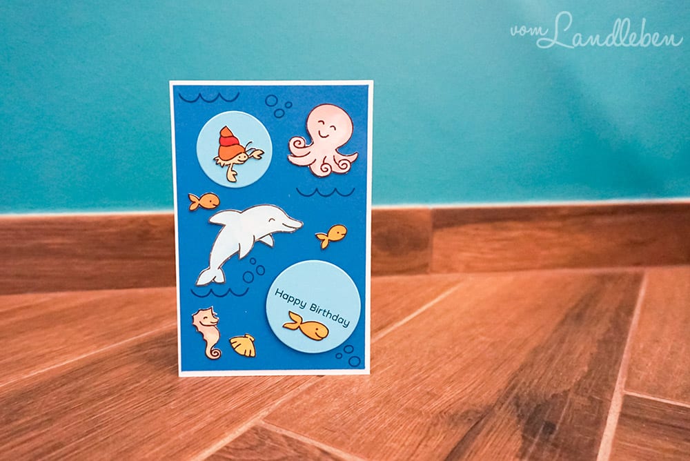 DIY-Geburtstagskarte mit Meer und Fischen
