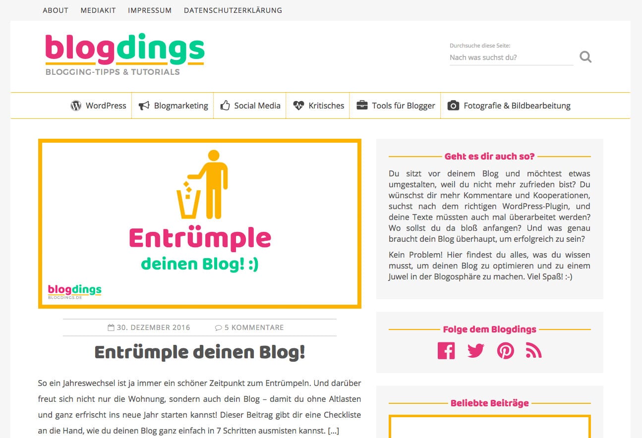 Screenshot blogdings.de