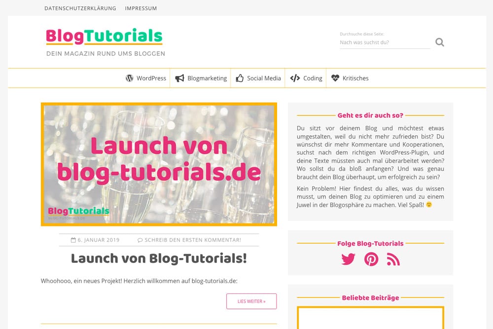 Launch von Blog-Tutorials