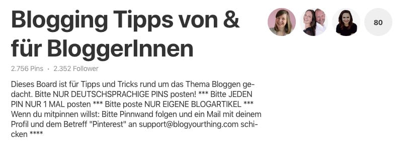 Pinterest: Gruppenboard Blogging Tipps
