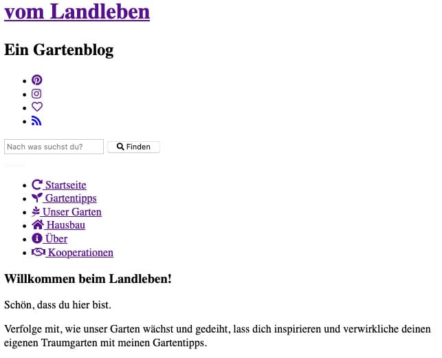 Eine Webseite ohne CSS