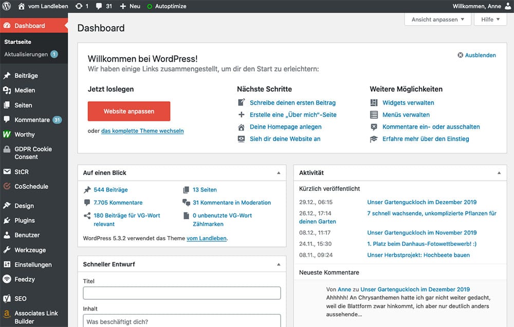 Das WordPress-Dashboard