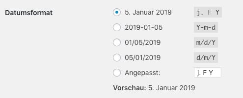 Datumsformat in WordPress einstellen