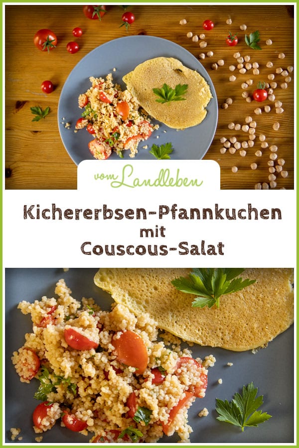 Rezept: Kichererbsen-Pfannkuchen mit Couscous-Salat 