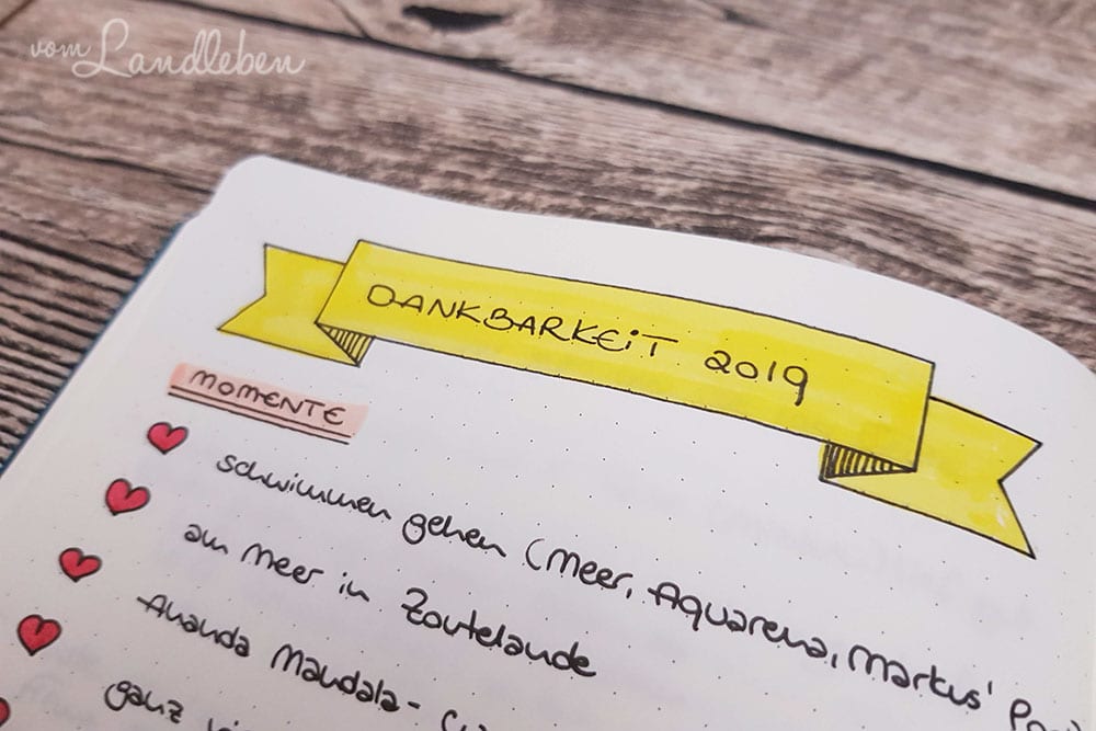 Dankbarkeit im Bullet Journal