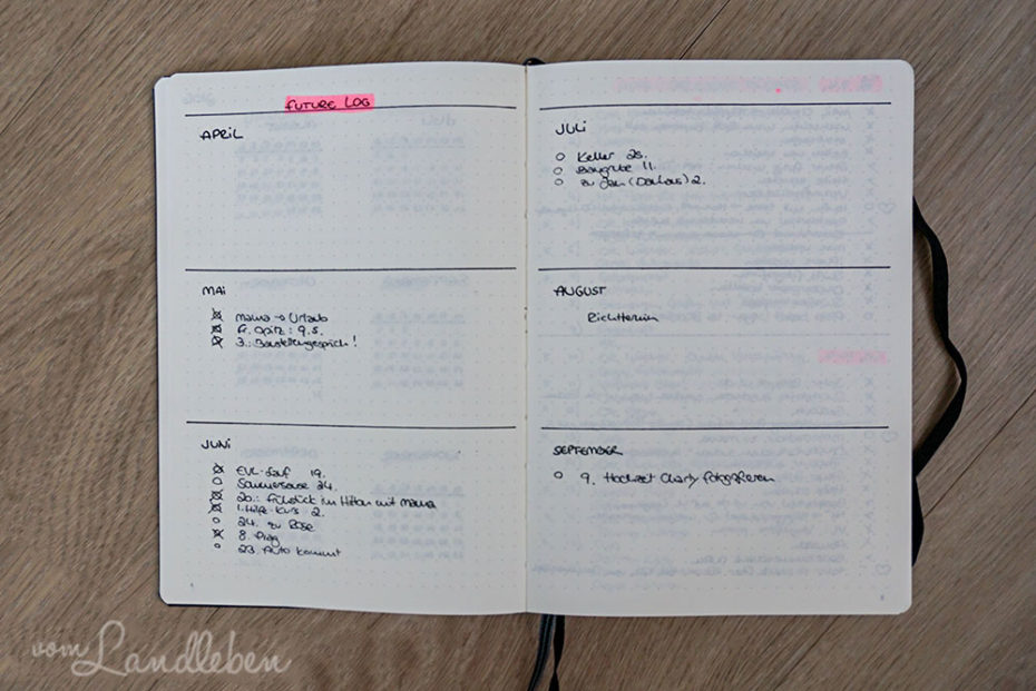 Future Log im Bullet Journal