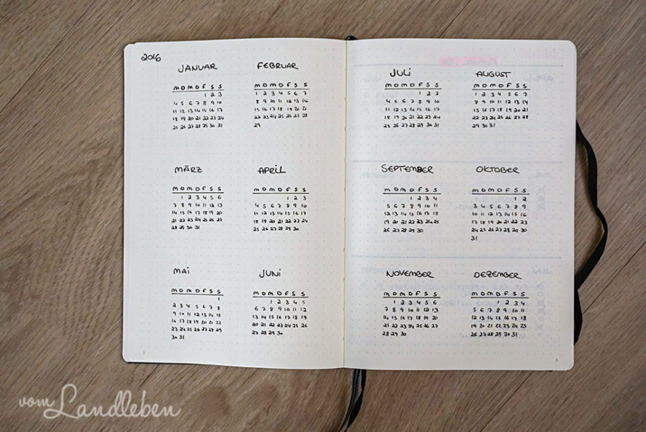 Future Log - Jahresübersicht im Bullet Journal