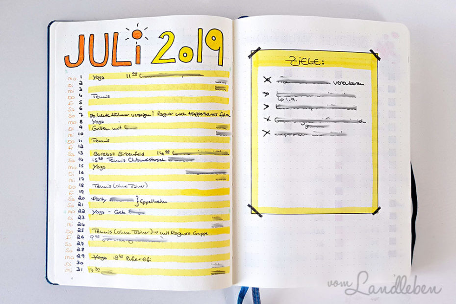 Monthly Log im Bullet Journal