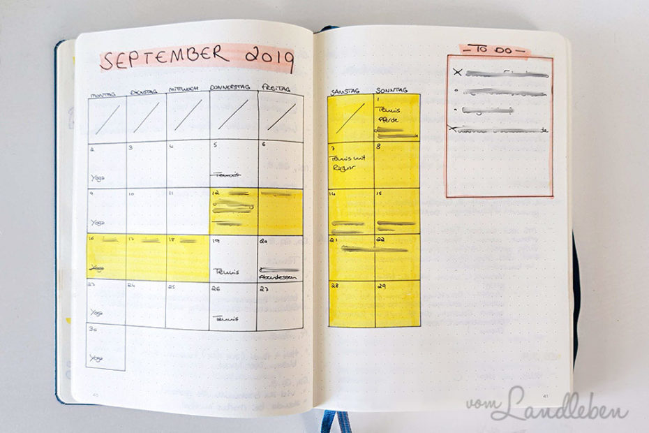Monthly Log im Bullet Journal