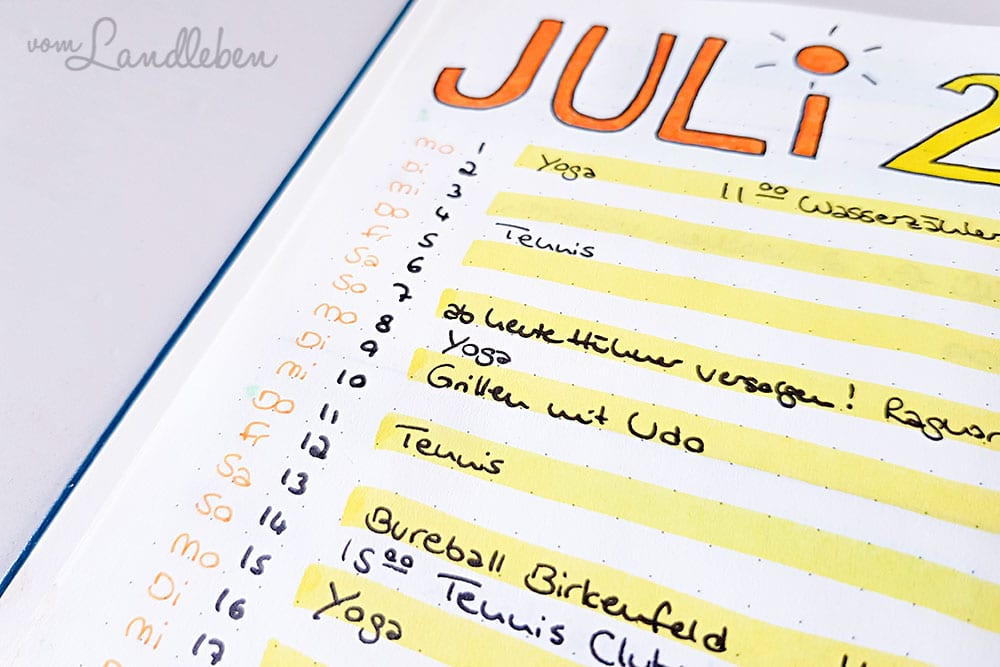 Monthly Log im Bullet Journal